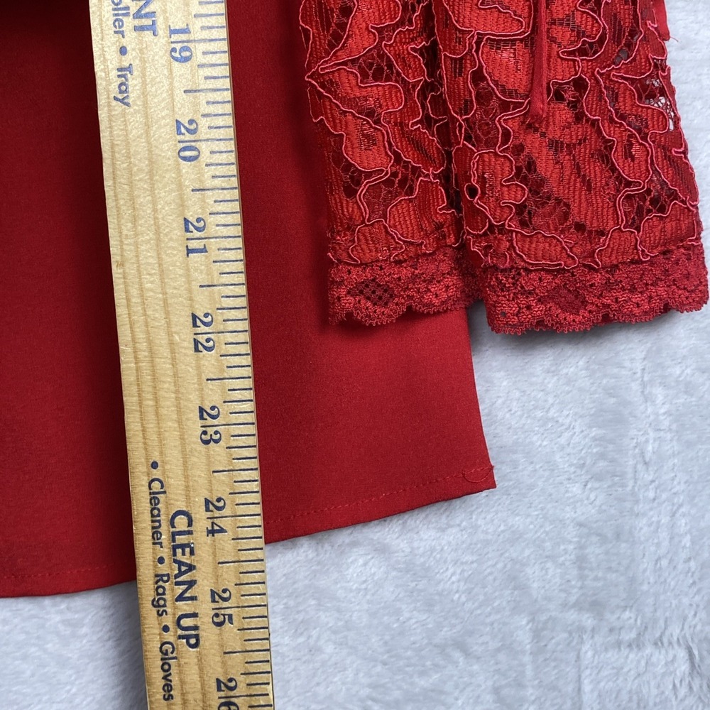 Womens Red Fairy Top Womens Shirt Lace Romantic Holiday dressy NY&C Whimsygoth - Picture 7 of 11